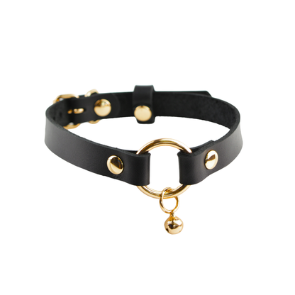 Leather O-Ring Choker with Bell - USA