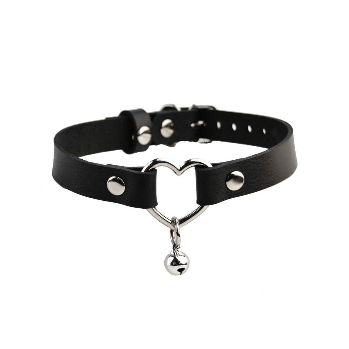 Leather Heart Ring Choker with Bell - USA