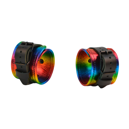 Vallera Leather Metallic Rainbow Wrist Cuffs - USA