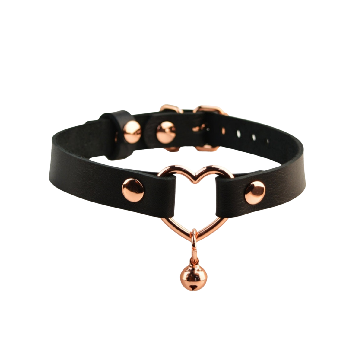Leather Heart Ring Choker with Bell - USA