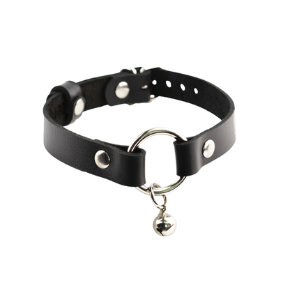 Leather O-Ring Choker with Bell - USA