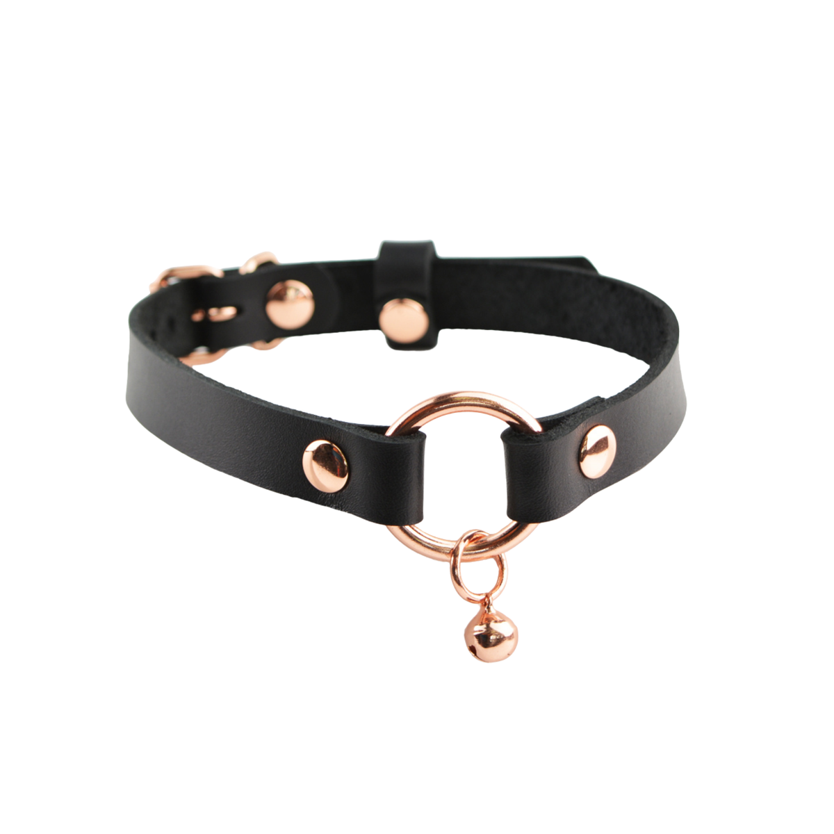 Leather O-Ring Choker with Bell - USA