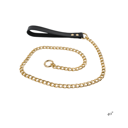 Leather & Chain Leash (20" / 30" / 40") - USA