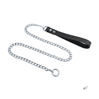 Leather & Chain Leash (20" / 30" / 40") - USA