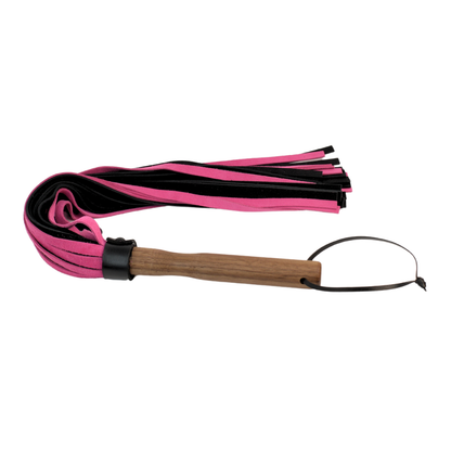 Vallera Leather Suede Flogger - Black & Pink - USA