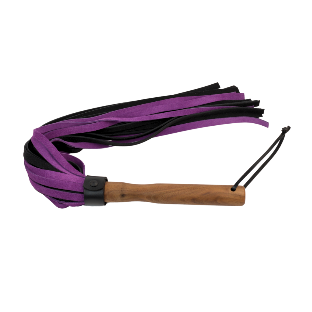 Vallera Leather Suede Flogger - Black & Pink - USA