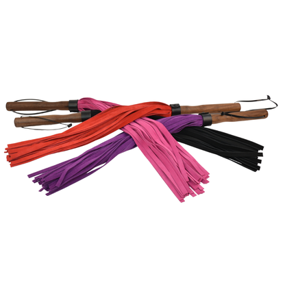 Vallera Leather Suede Flogger - Black & Pink - USA
